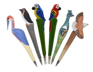 Ball-Point-Pens-Kids-039-Children-Awards-Wood-Carving-3D-Bird-Shape-Writing-Pen-1pc