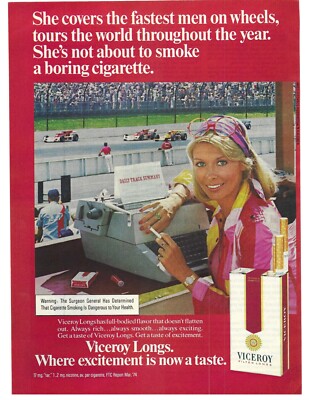 1974 Viceroy Cigarettes Blonde At Speedway W Typewriter Vintage Photo Print  Ad