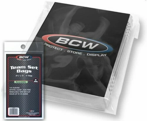 (2000 Count) BCW Resealable Team Set Bags (20 Packs) (3 3/8" x 5") Trading Card