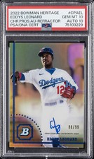 2022 BOWMAN HERITAGE CHROME PROSPECT AUTOS EDDYS LEONARD 86/99 PSA 10 AUTO 10
