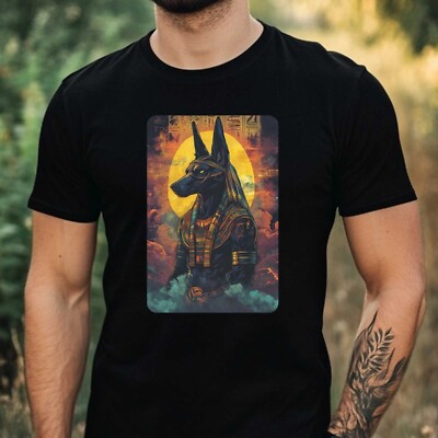Herren T-Shirt Anubis Ägyptischer Gott Fantasie Motiv Baumwolle Größe XS bis 5XL