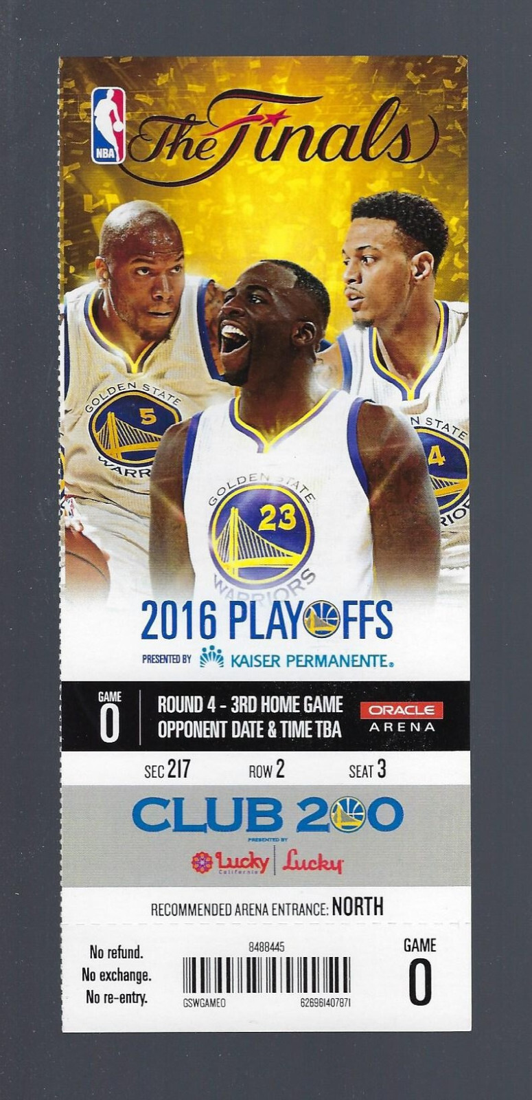 LEBRON JAMES 2016 NBA FINALS CAVALIERS WARRIORS FULL TICKET GAME 5