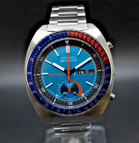 Vintage Seiko 5 Sports Speed-Timer 6139-6002 Water Resist Blue Dial Pepsi Bezel