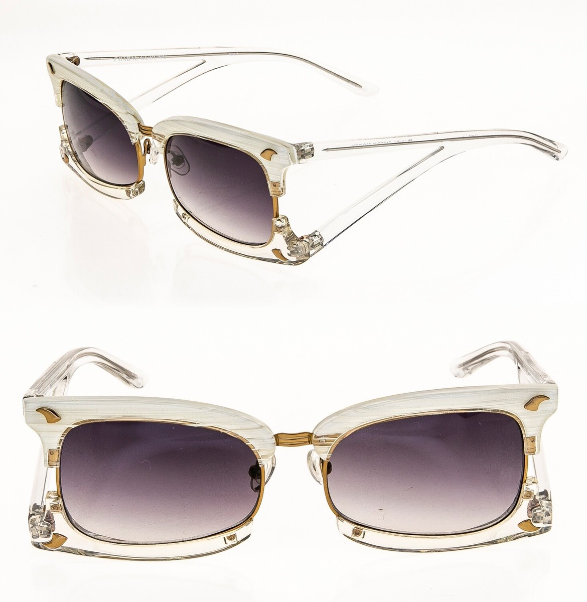 LINDA FARROW Prabal Gurung Geometric White Gold Stripe  display picture 3