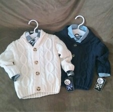 Infant / Toddler 12 mo. Boys 6 Piece Cable Knit Cardigan Button Up Shirt Sets