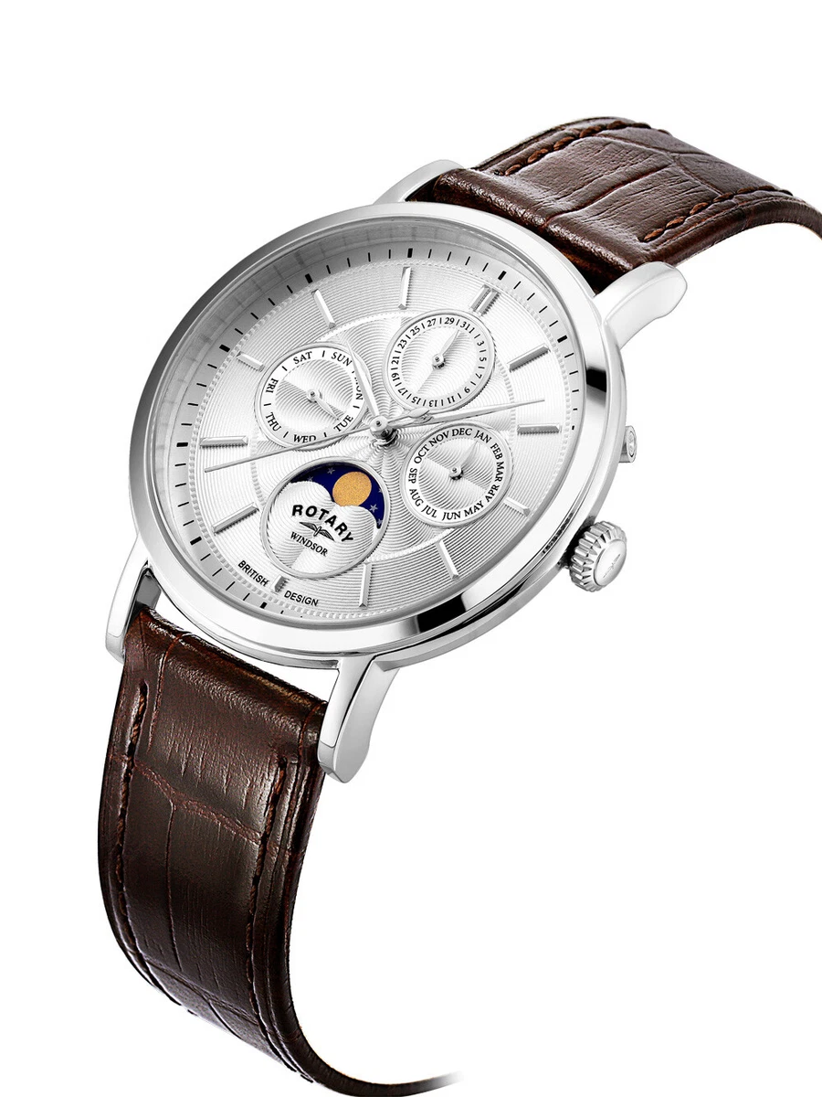 Rotary GS05425 06 Windsor Moon Phase Unisex Watch 38mm 5ATM eBay