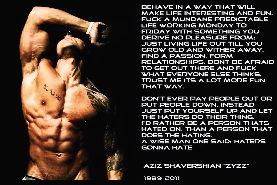 Aziz Shavershian Zyzz Fitness Motivational Quotes Poster 12x18"24x36