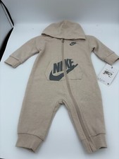 Nike One Piece Hoodie Outfit Long Sleeve Zip Up Beige Baby Choose 6M or 9m