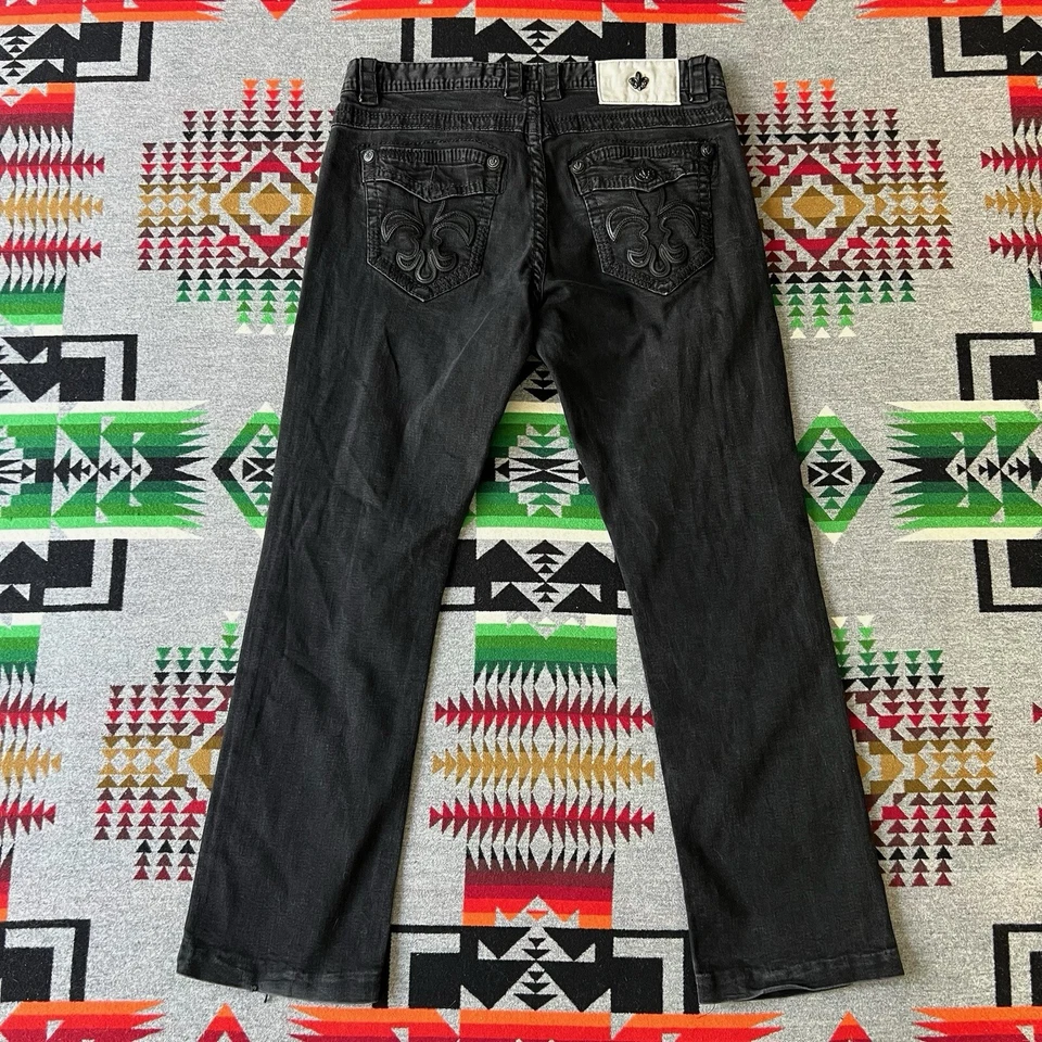 Pantalones Laguna Beach Jeans Co Para Hombre 36x30 Negros Denim Bordados Solapa Bolsillo C3 Foto 2 de 4
