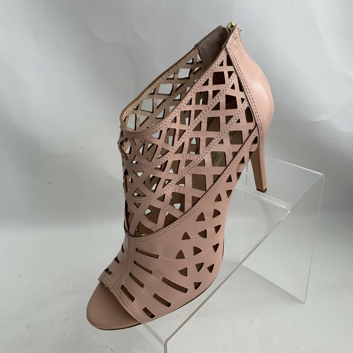 INC International Concepts Rammee Booties Open Toe Zip Pink Leather Sz  NEW