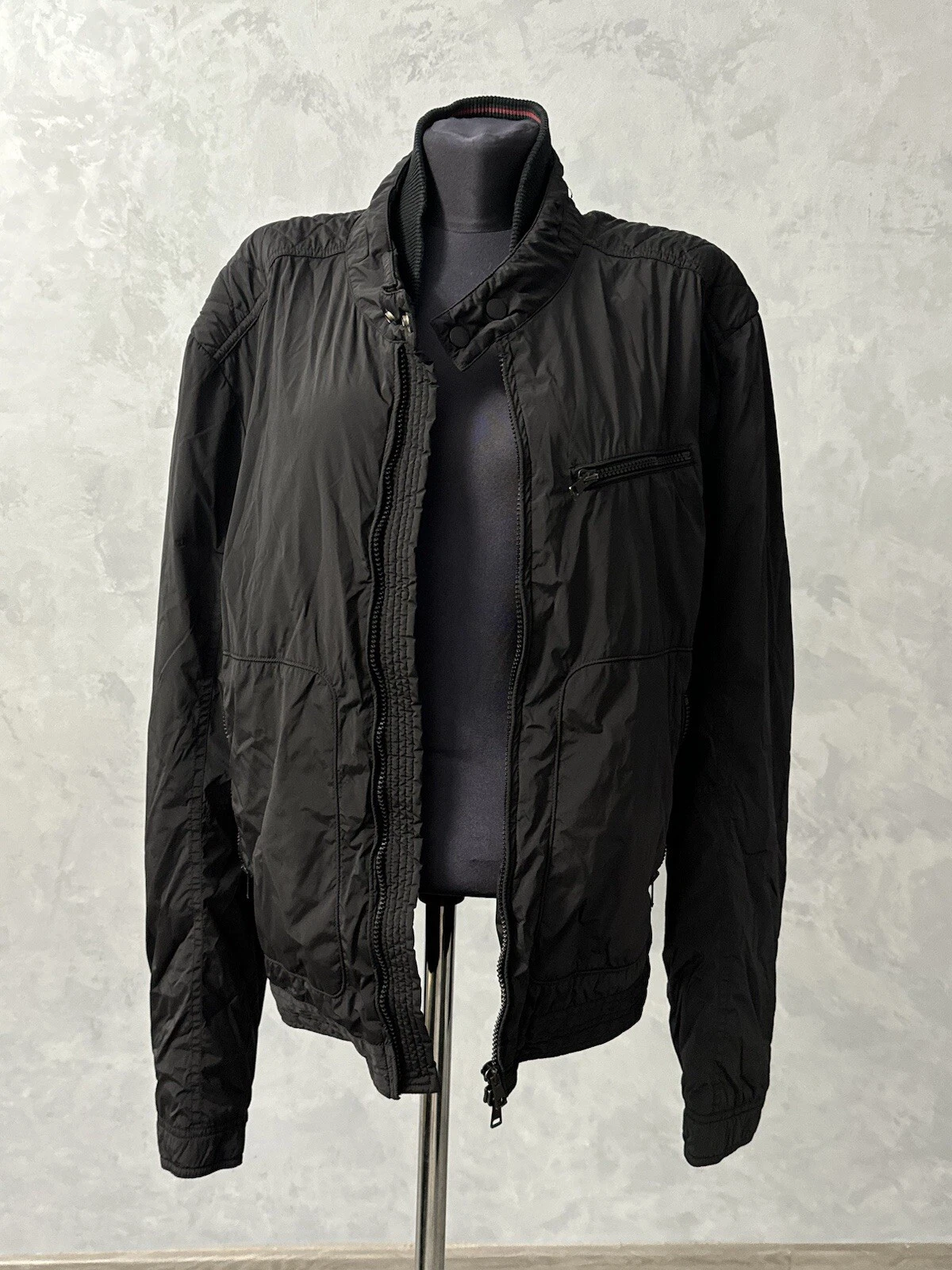 Giacca a vento Gucci collo web nylon uomo taglia 52 nero ⚫️