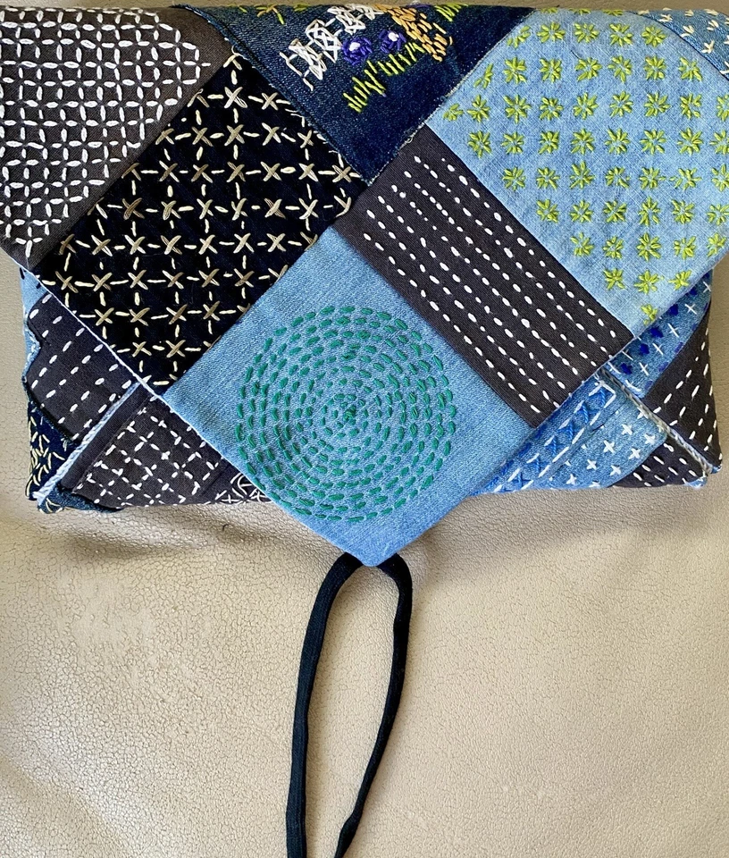 Funda Funda iPad Sashiko Tela Bordada Boro Retazos Textil Arte Foto 3 de 4