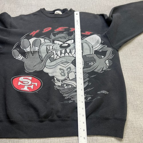 Vintage San Francisco 49ers TAZ Sweatshirt Mens XL Black Double Sided Graphic - Picture 10 of 18