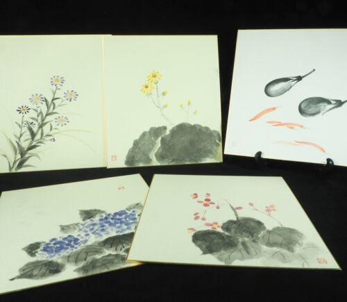 Beautiful Vintage Japanese Artisan Hand painted Shikishi Painting Art5papers
