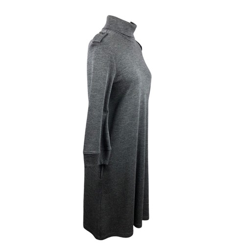 Burberry Sweater Dress Size 8 Gray Turtleneck Side Pockets Long Sleeve Poland - Picture 4 of 21