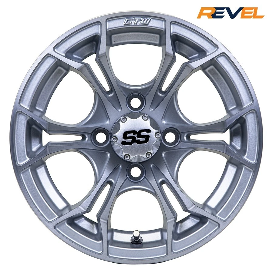 GTW Spyder 12" Matte Silver Golf Cart Wheels, 12x7, ET -.25, Set of 4 Rims Foto 2 de 4