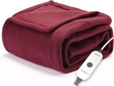 Sunbeam Royal Ultra Cabernet Heated Throw/Blanket Dark Cherry 50in X 60in NEW !