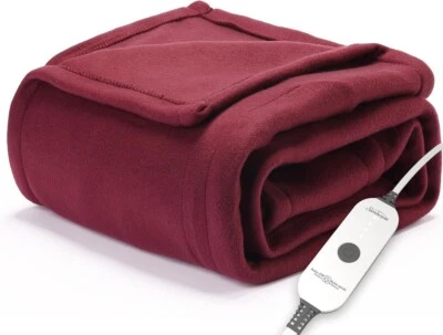 Sunbeam Royal Ultra Cabernet Heated Throw/Blanket Dark Cherry 50in X 60in NEW !