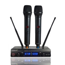 UHF Wireless Microphone Cordless 2CH Handheld Mic System Church Stage Microphone