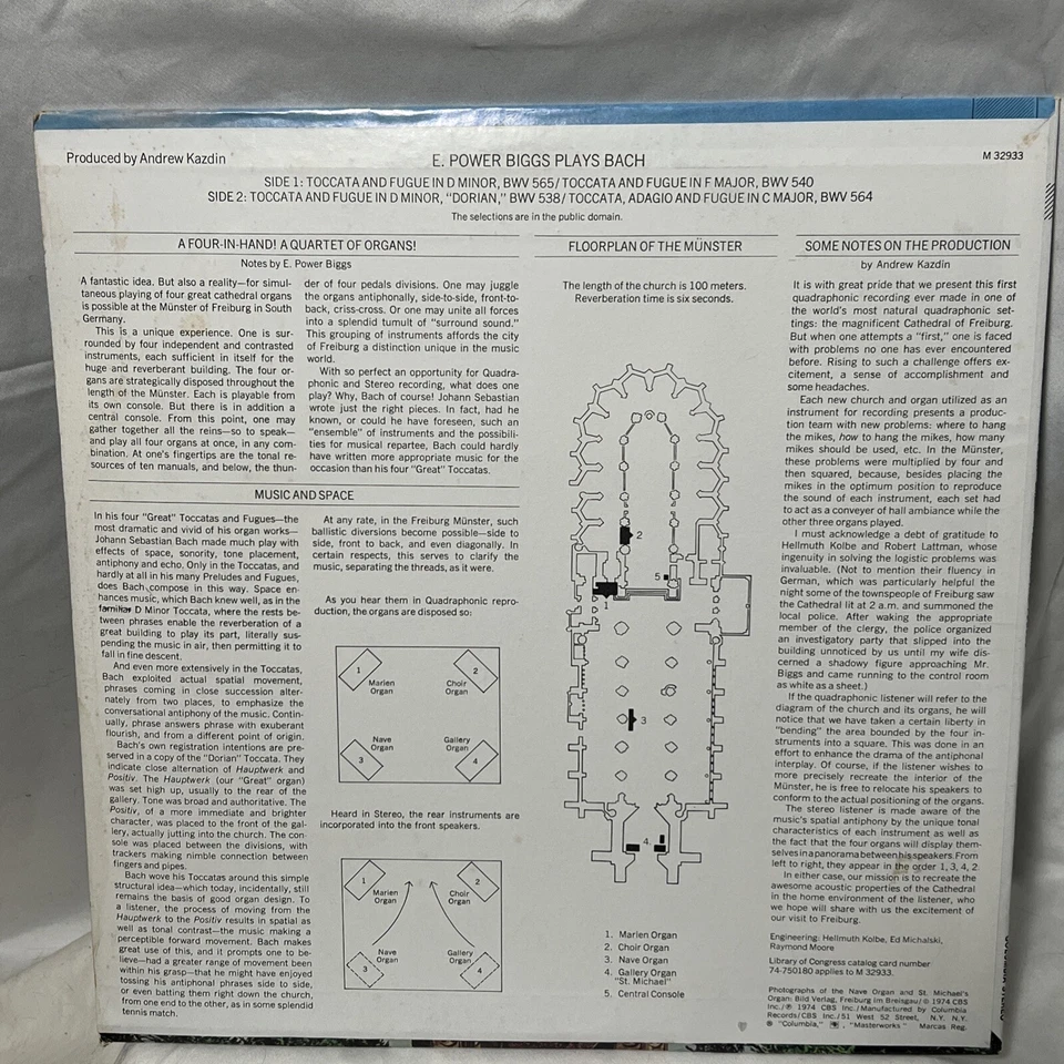 E Power Biggs Bach The Four Great Toccatas And Fugues Quadraphonic LP Record Foto 2 de 4
