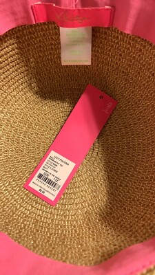 New Lilly Pulitzer Floppy Beach Hat Pink Floral Journey To  display picture 3