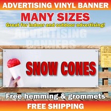 SNOW CONES Advertising Banner Vinyl Sign ICE CREAM Slush SHAVED ICE Snow Balls