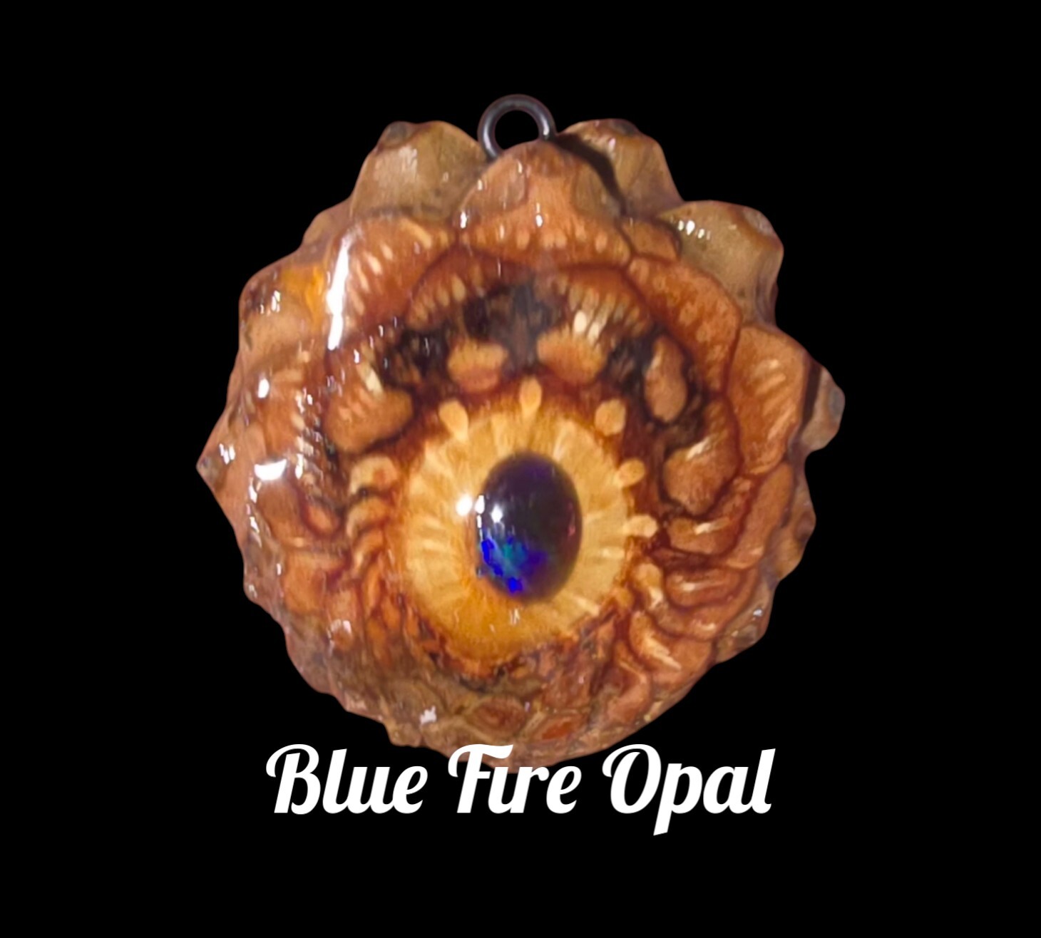Rare and Unique Blue Fire Opal Knobcone Slice Pendant! SMALL