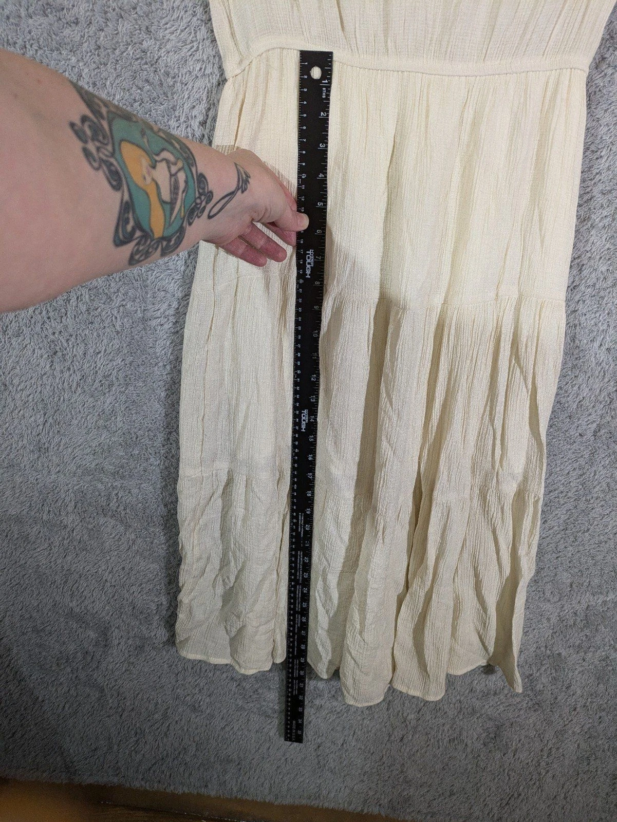 OFF WHITE Abito Sweet Wanderer bianco sporco avorio garza media fata estate vaniglia contadina