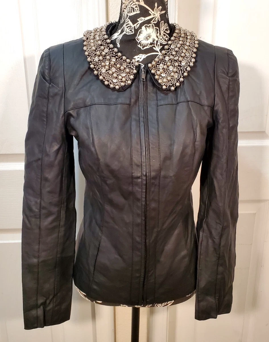 Venus Black Jacket With Embellished Pear and Rhinestone Collar S/M | eBay