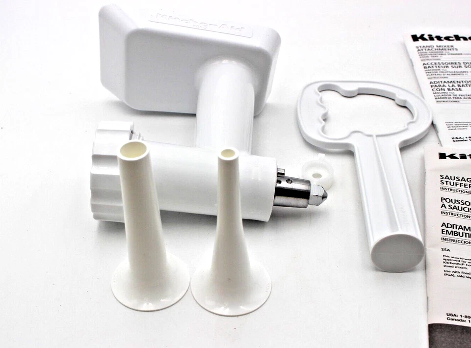 KitchenAid Molinillo de Carne Alimentos Soporte Mezclador Accesorio y Relámpago para Salchichas, Blanco Foto 2 de 4