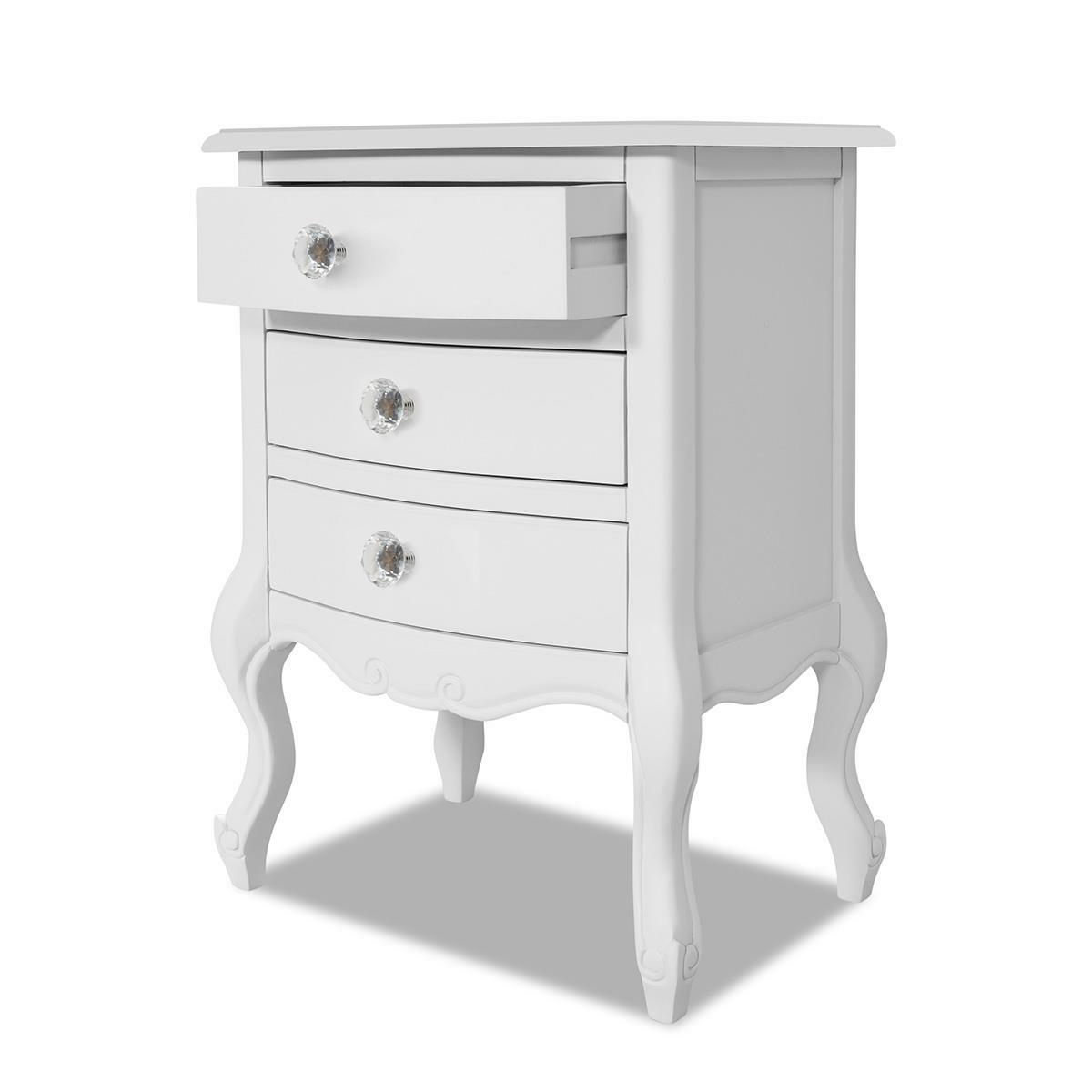 Juliette White bedside table with crystal handles.FULLY ASSEMBLED