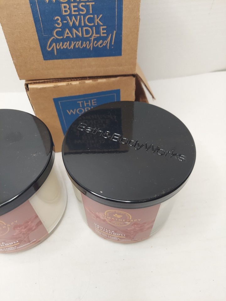 x2 Bath & Body Works Aromatherapy Vanilla & Patchouli 3Wick Candles eBay