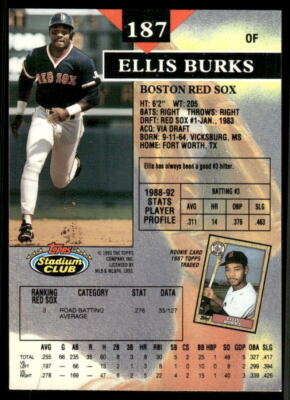1993 Stadium Club #187 Ellis Burks | eBay