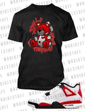 Smile Thu the Pain Sneaker Tee Shirt to Match J4 Red Cement Graphic Sport Tshirt