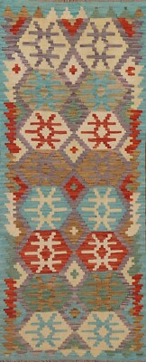 South-western Reversible Kilim Area Rug Wool Flat-weave Tribal Carpet 3'x6' New