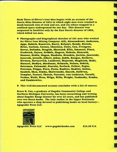 Oliver's Iron Men, Book Three, Oliver Iron Mining Co., Ironwood, MI Signed - Picture 2 of 2