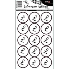 Sticker Sheet Alphabet Letters Monogram Black & White L Planner Seal