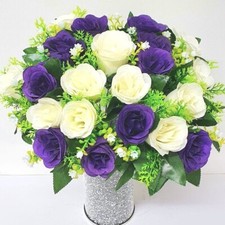 22 head Artificial Flowers Open Rose Bouquet Bunch 22 Colours Wedding Decor UK