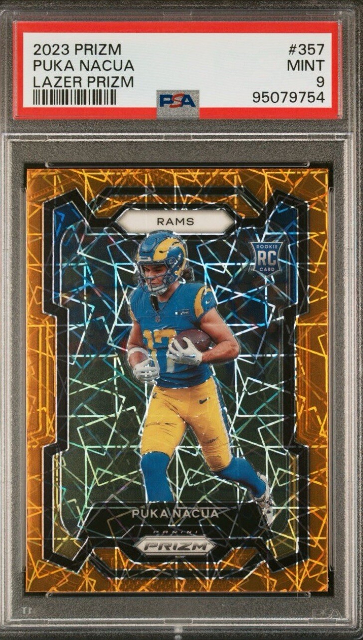 2023 Panini Prizm - Rookies Lazer Prizm #357 Puka Nacua (RC) PSA 9