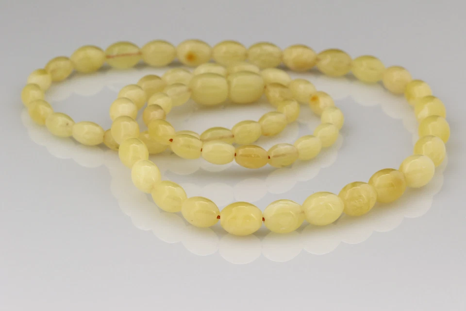 White Butter Olive Beads Genuine BALTIC AMBER Necklace 9.4g n151005-1 - Image 2 of 3