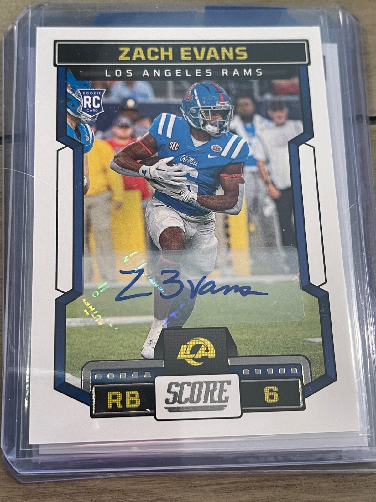 2023 Panini Score Zach Evans #319 Base Rookie Auto RC Rams