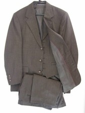 NWOT 3 Piece Brown Wool Suit Waistcoat Vest Made in USA 42L 36W x 33L