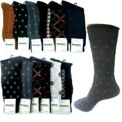Men Dress Socks 6 or 12 Pairs Size 10-13 Crew Work Style Assorted Patterns Pack