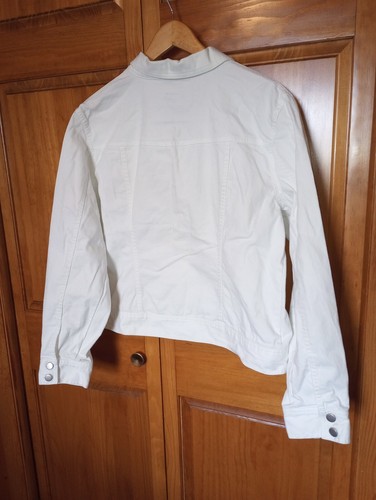 NWOT White Denim Mens XL Trucker Jacket by IZOD Cotton blend IRL measures below - Picture 5 of 24