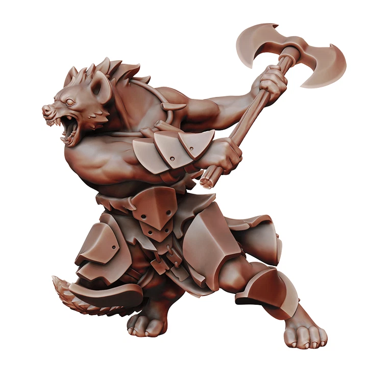 MANUEL BORIA Gnoll Marauder Barbarian - Dungeons and Dragons - Fantasy miniatura da tavolo