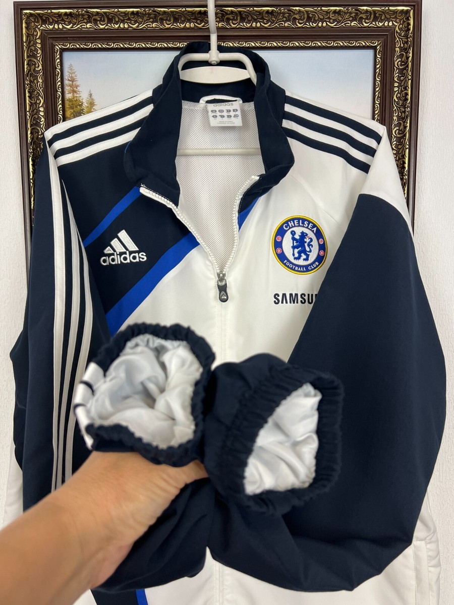 Vintage Adidas Chelsea Football Jacket Soccer Track Top Mens White