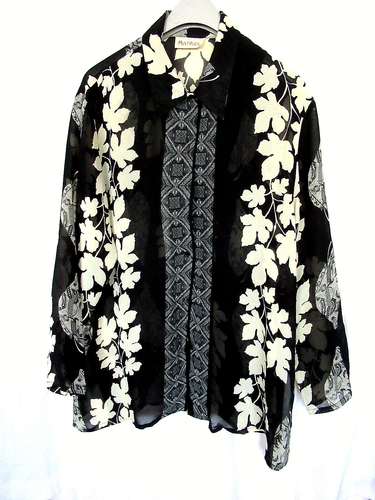 Chemisier Romantique Noir Et Blanc à Volants Infiniment Belle - Taille 46/48 - Neuf Jamais Porté Made In France