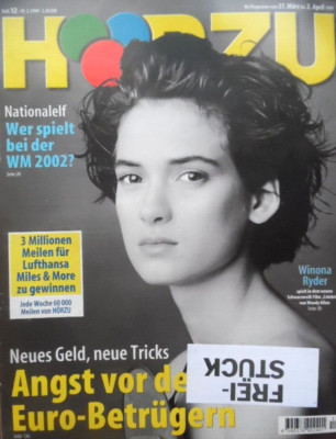 Hörzu 12 - 1999 TV: 27.3.-2.4. Winona Ryder Feuerwehr Fußball Thekla Carola Wied