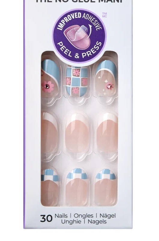 KISS IMPRESS PRESS ON NAILS ONE STEP MANICURE HOPPY EASTER FRENCH NAILS & ACCENT