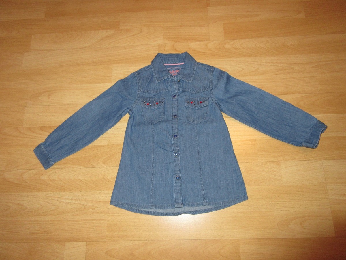 C&A Jeanshemd Hemd Bluse 104 Strass Strasssteine schick